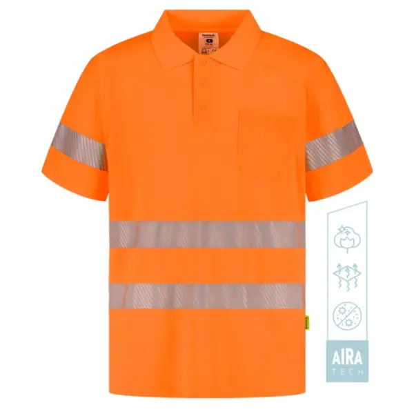 Polo tecnologia aira tech manga corta alta visibilidad banda segmentada POP HV Tomas Bodero