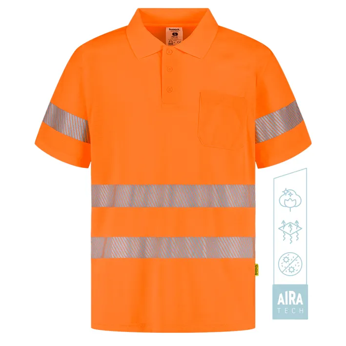 Polo tecnologia aira tech manga corta alta visibilidad banda segmentada POP HV Tomas Bodero