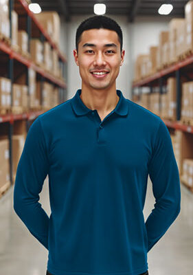 Polo técnico transpirable 100% poliéster manga larga efecto térmico DARWIN Valento