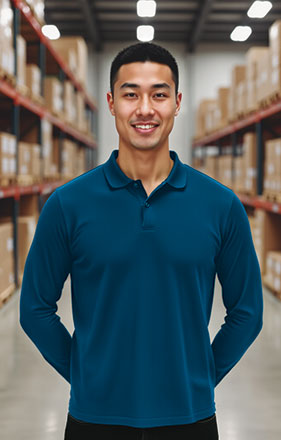 Polo técnico transpirable 100% poliéster manga larga efecto térmico DARWIN Valento