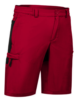 BERMUDA ELÁSTICA TREKKING EN COLORES COMBIANDOS QUEBEC VALENTO - ROJO/NEGRO