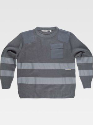 Jersey cuello redondo con bolsillo ALTA VISIBILIDAD S5507 WORKTEAM - GRIS