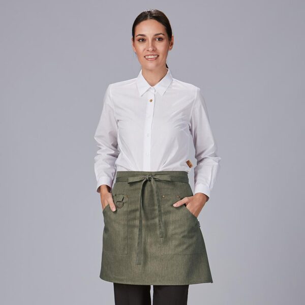 Delantal corto remaches 65 % sarga reciclada 35% poliéster 50*74 cm GARYS - Imagen 3