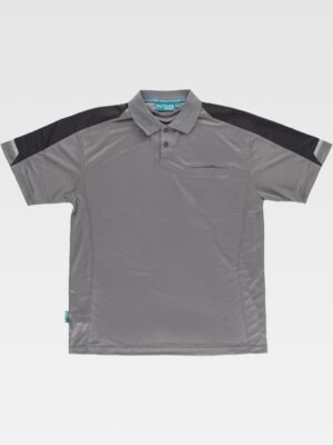 Polo combinado en micropiqué de manga corta WF2850 WORKTEAM - GRIS + NEGRO