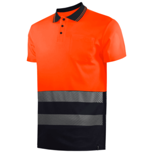 Polo poliéster combinado de manga corta Alta Visibilidad con bandas segmentadas WR.2.316S Worko