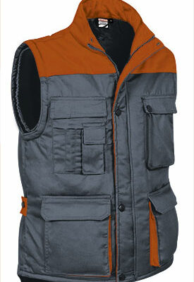 CHALECO THUNDER BICOLOR MULTIBOLSILLO VALENTO - GRIS CEMENTO/NARANJA