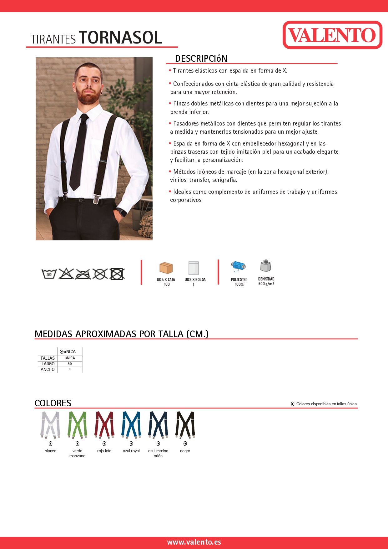 Tirantes elásticos con espalda en forma de X TORNASOL Valento - Imagen 8