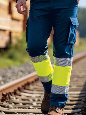 Pantalรณn alta visibilidad bandas segmentadas bicolor 60% poliester Budapest Valento
