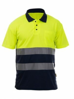 Polo alta visibilidad de manga corta Rock Tomas Bodero - AMARILLO FLUOR + AZUL MARINO ORION