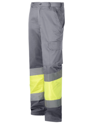 pantalón multibolsillo combinado con alta visibilidad WR.2.157 Worko - GRIS + AMARILLO A.V